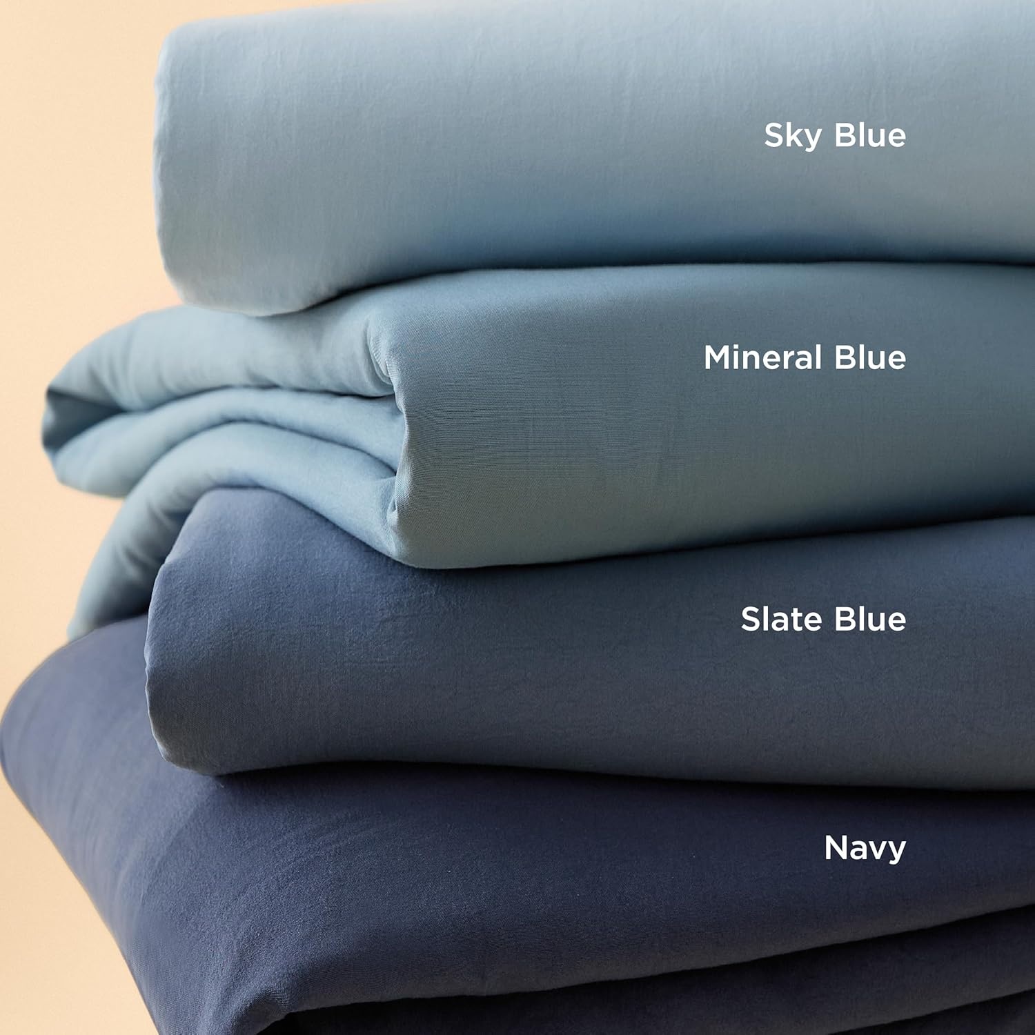 image:imageBedsure Duvet Cover Queen Size with Fitted Sheet 4 Pieces Prewashed Polyester Soft Bedding Set Includes 1 Duvet Cover 90x90 with Zipper Closure 2 Pillow Shams 1 Fitted Sheet Bright White05 Navy No Comforter