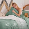 Bedsure Duvet Cover Queen Size with Fitted Sheet – 4 Pieces Prewashed Polyester Soft Bedding Set, Includes 1 Duvet Cover 90″x90″ with Zipper Closure, 2 Pillow Shams, 1 Fitted Sheet, Bright White(03 – Sage Green (No Comforter))