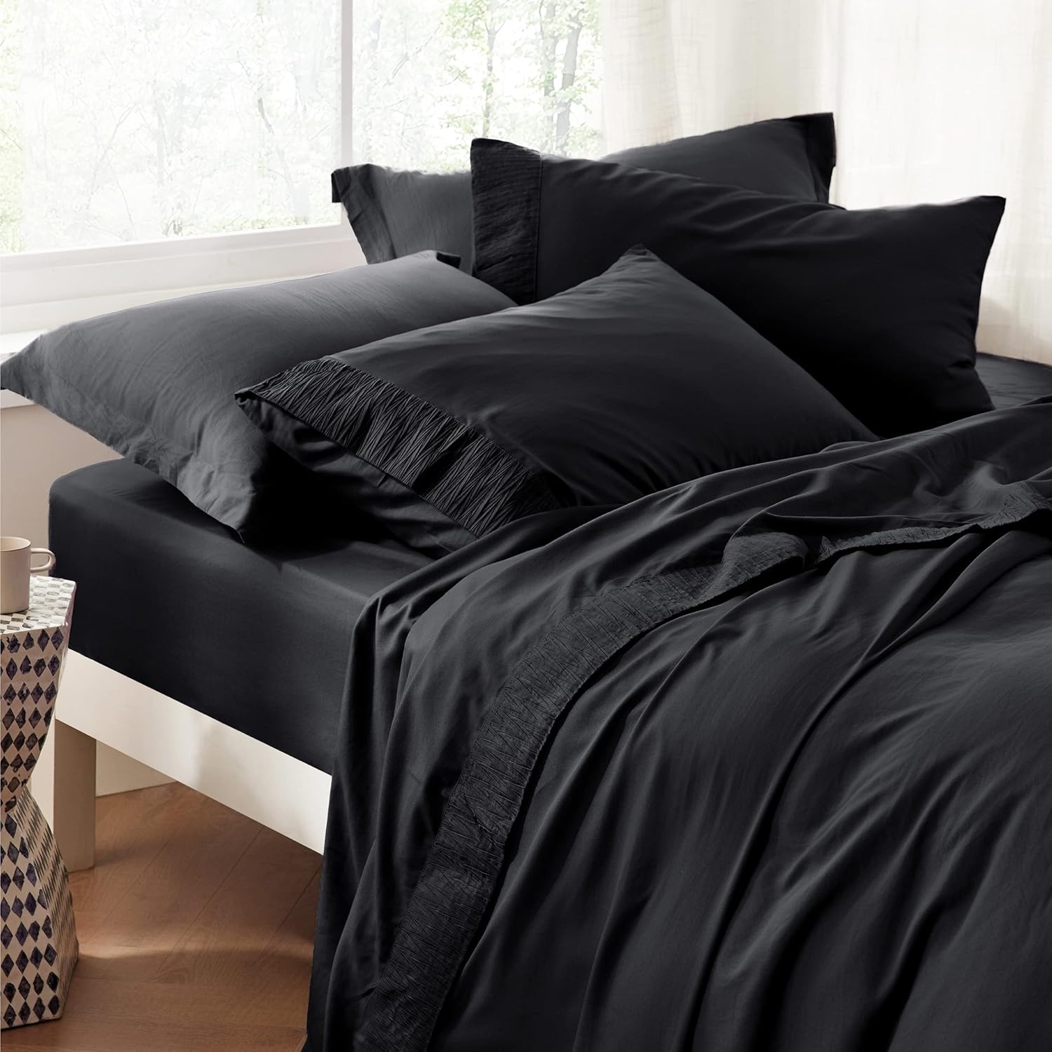 image:imageBedsure King Size Mattress Pad Bundle King Size Sheets Black