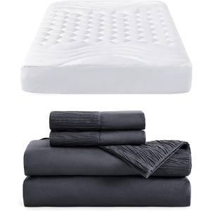 Bedsure White Queen Size Mattress Pad Bundle Queen Sheet Set Grey