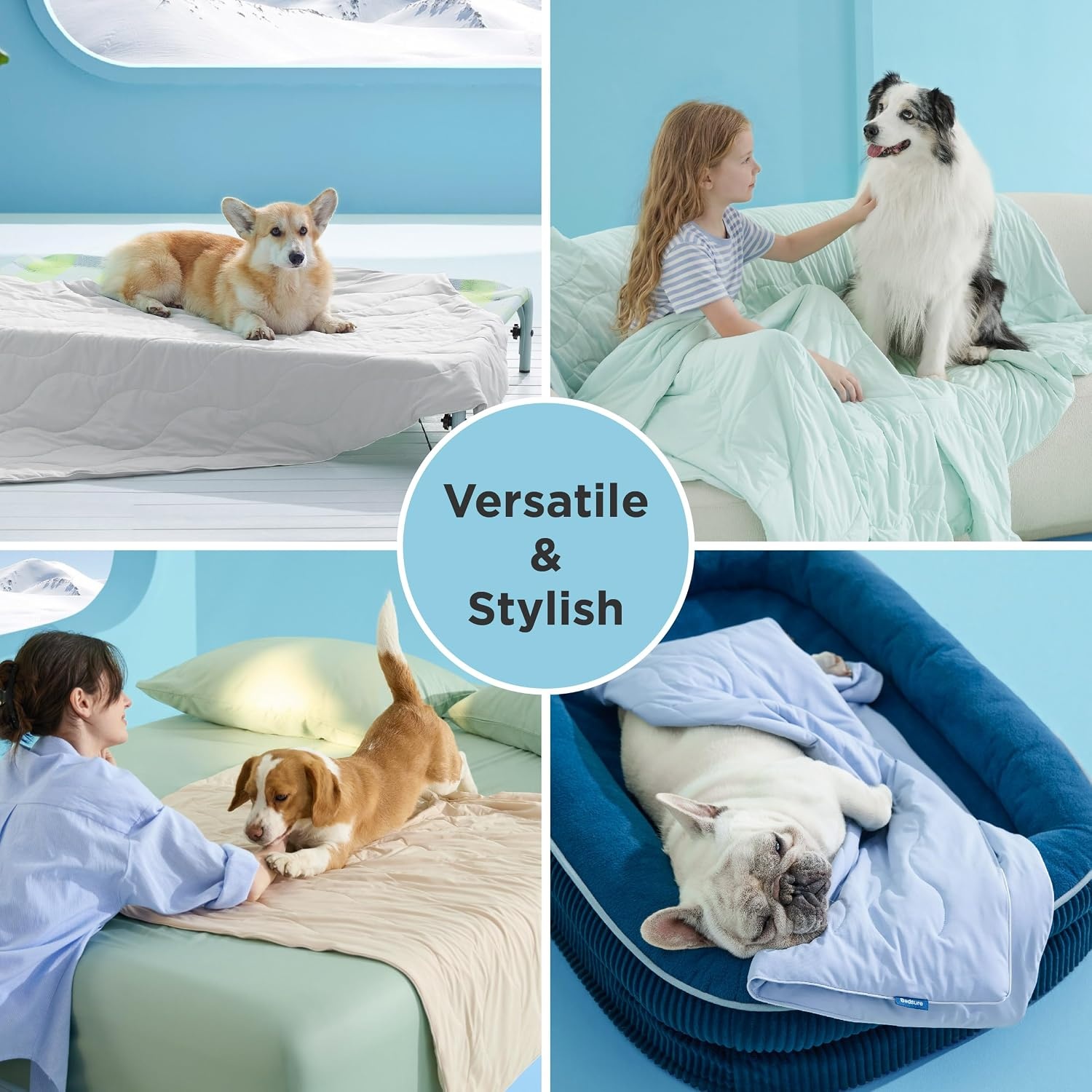 image:imageBedsure Cooling Mat35x23 amp Blanket 30x40 for Dogs Blue