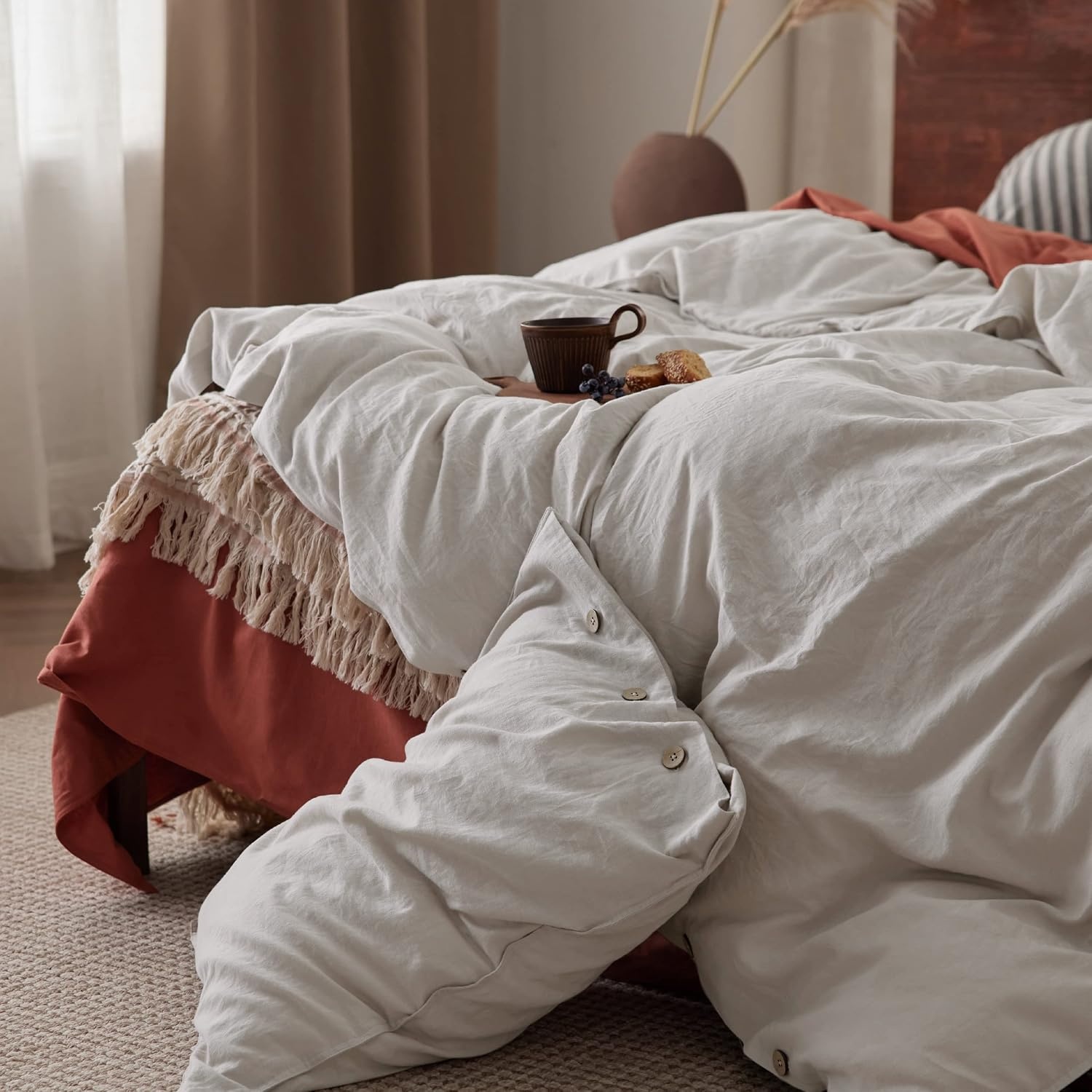 image:imageBedsure Cooling Queen Sheets Set Bundle Linen Cotton Duvet Cover