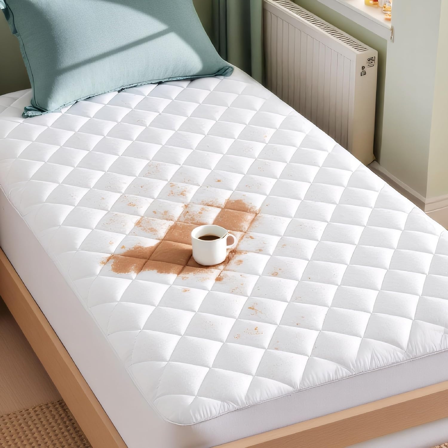 image:imageBedsure Twin XL Mattress Protector Quilted Waterproof Mattress Pad with Deep Pocket up to 22 Inches Soft Breathable Noiseless Mattress Topper Bed Cover for Home Bedroom Hotel Navy BlueWhite