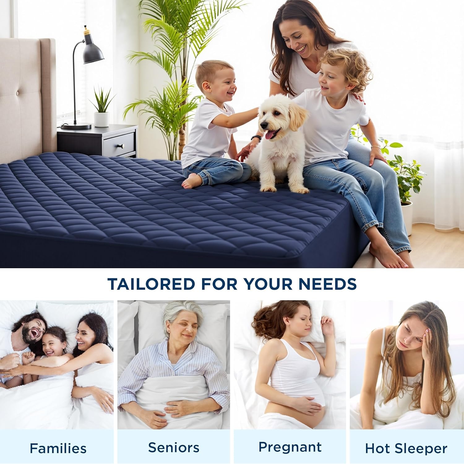 image:imageBedsure Twin XL Mattress Protector Quilted Waterproof Mattress Pad with Deep Pocket up to 22 Inches Soft Breathable Noiseless Mattress Topper Bed Cover for Home Bedroom Hotel Navy BlueNavy Blue