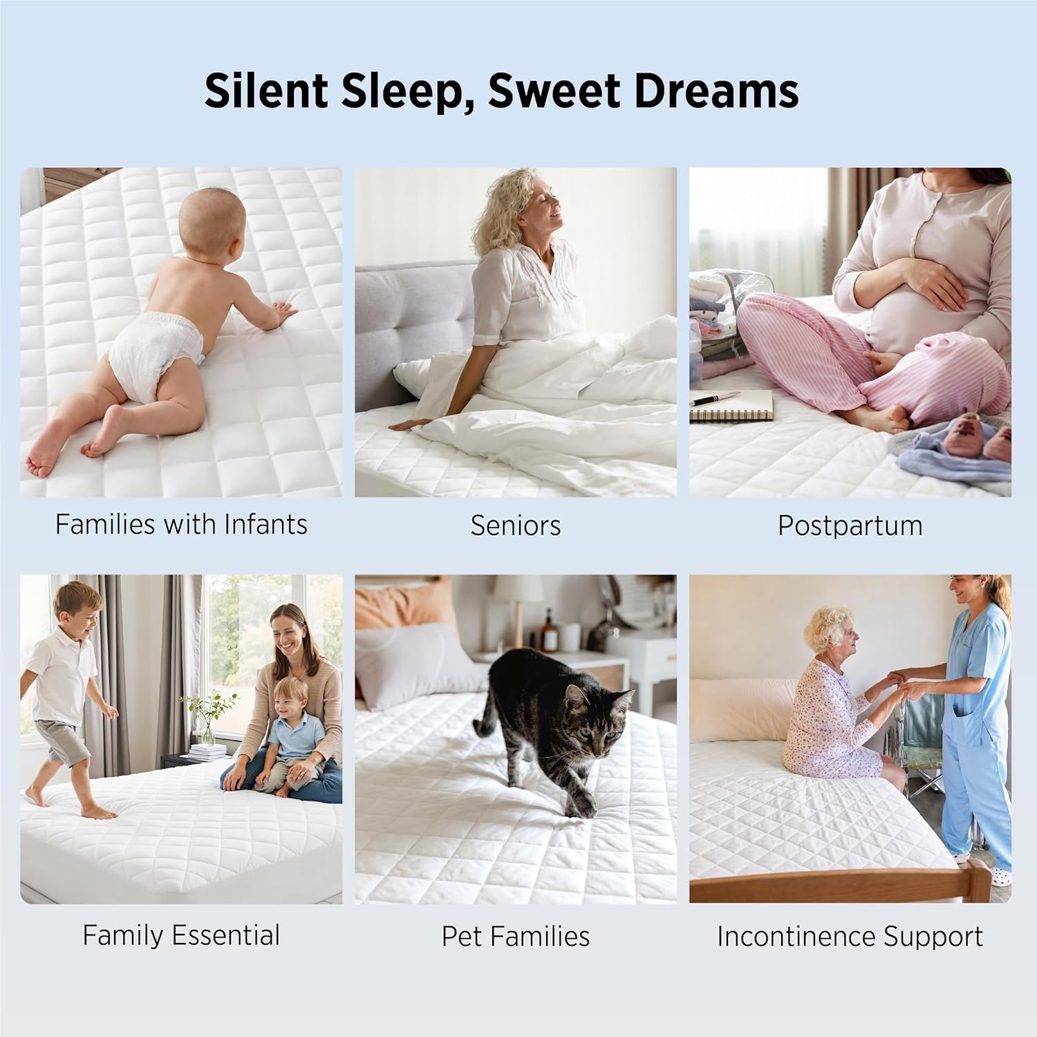 image:imageBedsure Twin XL Mattress Protector Quilted Waterproof Mattress Pad with Deep Pocket up to 22 Inches Soft Breathable Noiseless Mattress Topper Bed Cover for Home Bedroom Hotel Navy BlueWhite