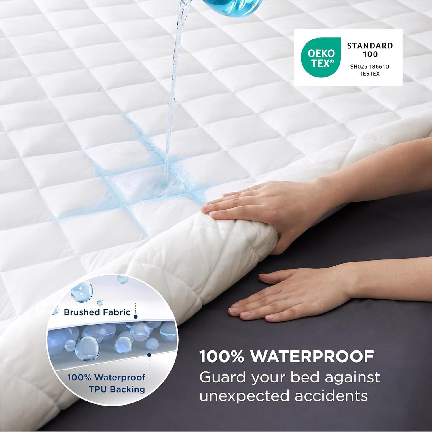 image:imageBedsure Twin XL Mattress Protector Quilted Waterproof Mattress Pad with Deep Pocket up to 22 Inches Soft Breathable Noiseless Mattress Topper Bed Cover for Home Bedroom Hotel Navy BlueWhite