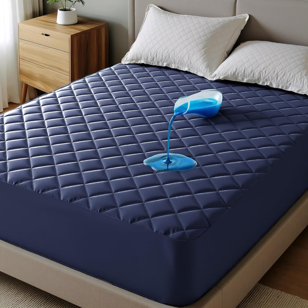 image:imageBedsure Twin XL Mattress Protector Quilted Waterproof Mattress Pad with Deep Pocket up to 22 Inches Soft Breathable Noiseless Mattress Topper Bed Cover for Home Bedroom Hotel Navy BlueNavy Blue