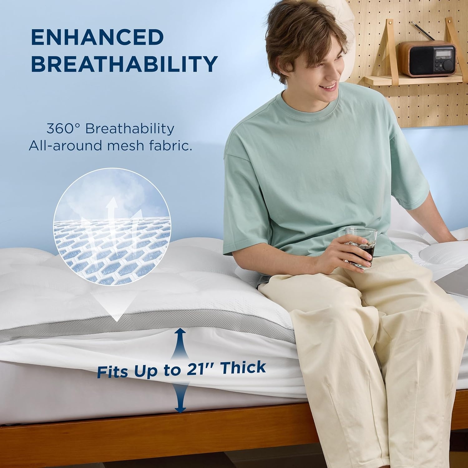 image:imageBedsure Get Free 1 Twin XL Sheets When You purches 1pcs Twin XL Mattress Topper