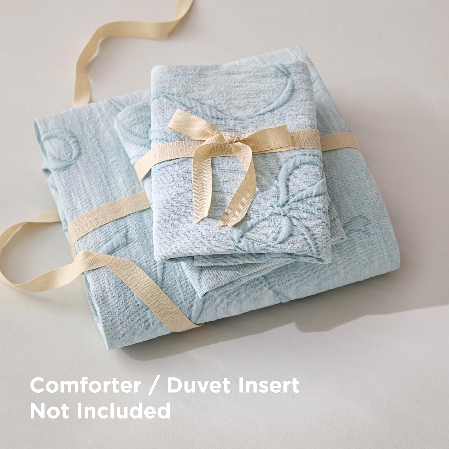 image:imageBedsure Boho Duvet Cover Queen Vintage Tufted Bedding 3Piece White Boho Bedding Lightweight Fade Resistant Machine Washable Soft Breathable All Seasons Zipper Closure 8 Corner Ties03 Blue Bowknot No Comforter