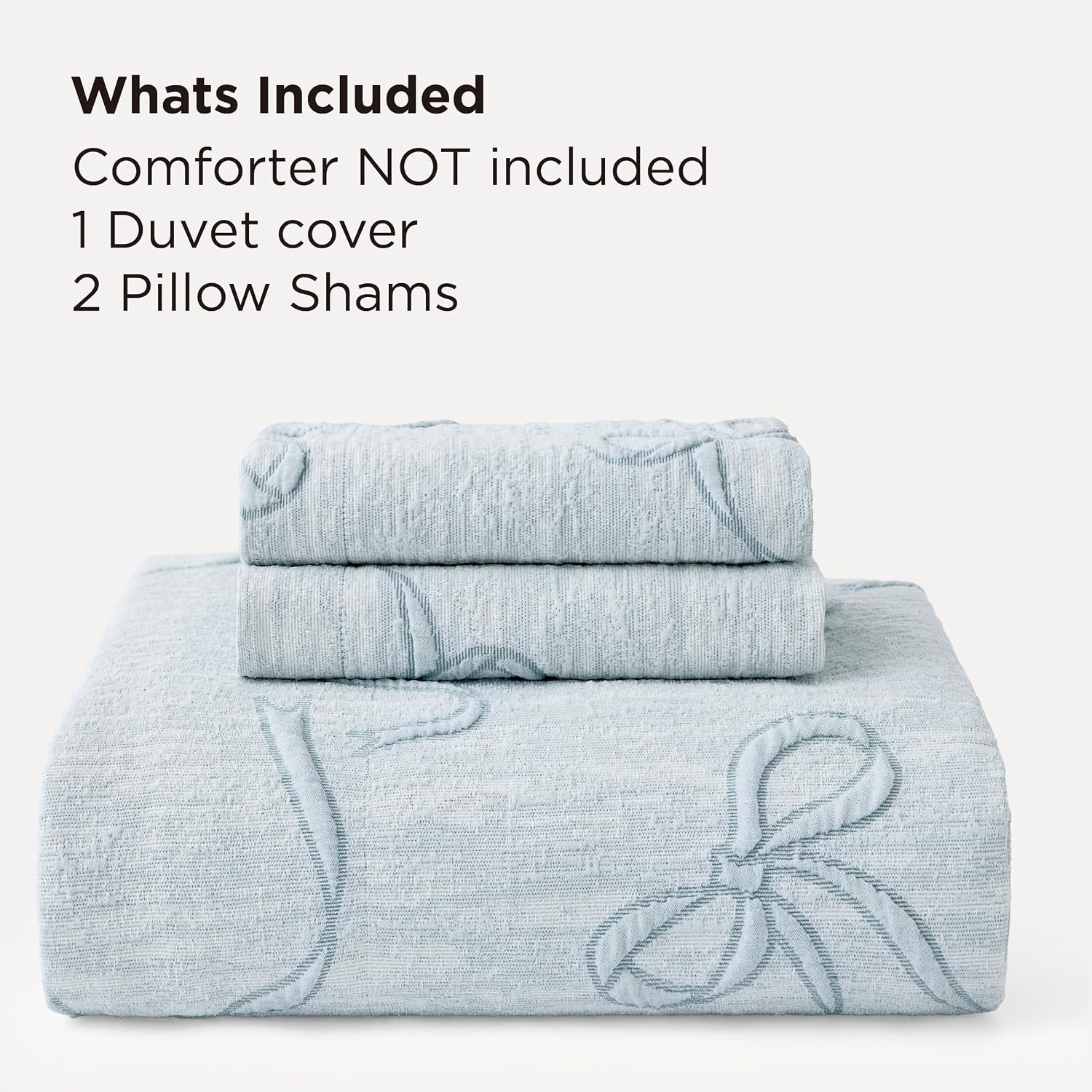 image:imageBedsure Boho Duvet Cover Queen Vintage Tufted Bedding 3Piece White Boho Bedding Lightweight Fade Resistant Machine Washable Soft Breathable All Seasons Zipper Closure 8 Corner Ties03 Blue Bowknot No Comforter