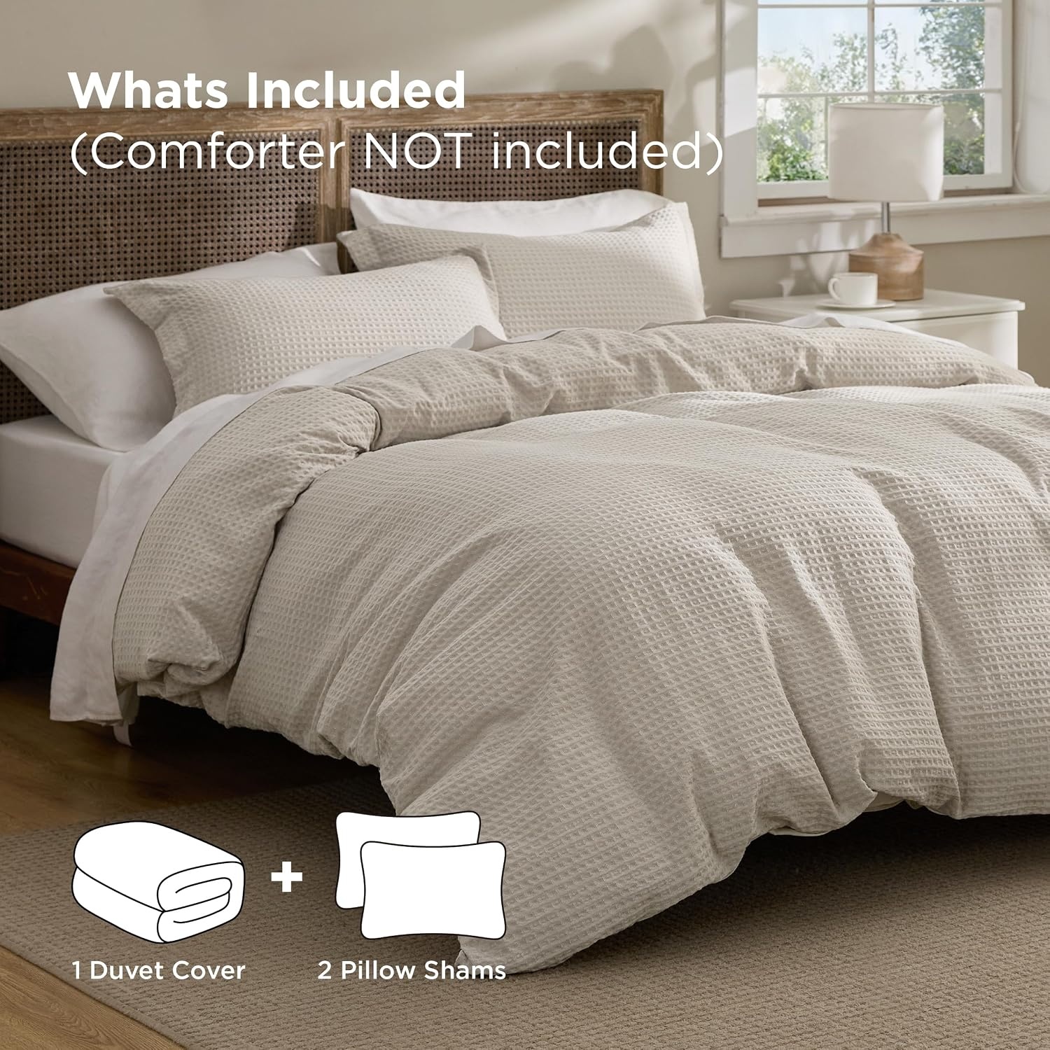 image:imageBedsure Boho Duvet Cover Queen Vintage Tufted Bedding 3Piece White Boho Bedding Lightweight Fade Resistant Machine Washable Soft Breathable All Seasons Zipper Closure 8 Corner Ties03 Linen No Comforter