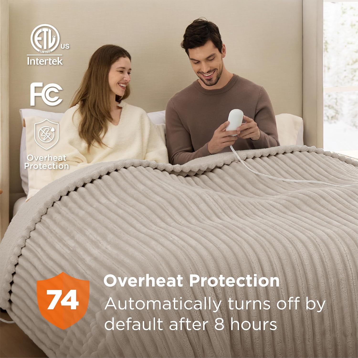 image:imageBedsure Electric Blanket Queen Size Thick Striped Flannel Electric Blanket with Dual Control Heating with 6 Heat Settings amp 6 Time Settings 8 hrs Timer Auto Shut Off 84x90 inches Green03 Linen