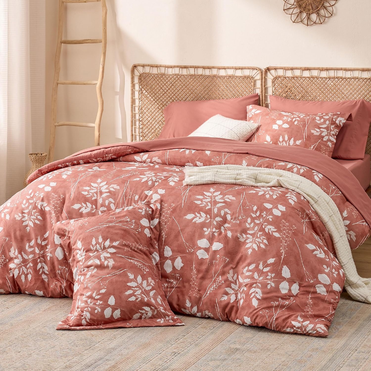 image:imageBedsure Lavender Twin XL Comforter Set 5 Pieces Floral Bedding Sets Twin XL Bed in a Bag with Reversible Botanical Flowers Comforter Sheets Pillowcase amp Sham12 Dusty Pink