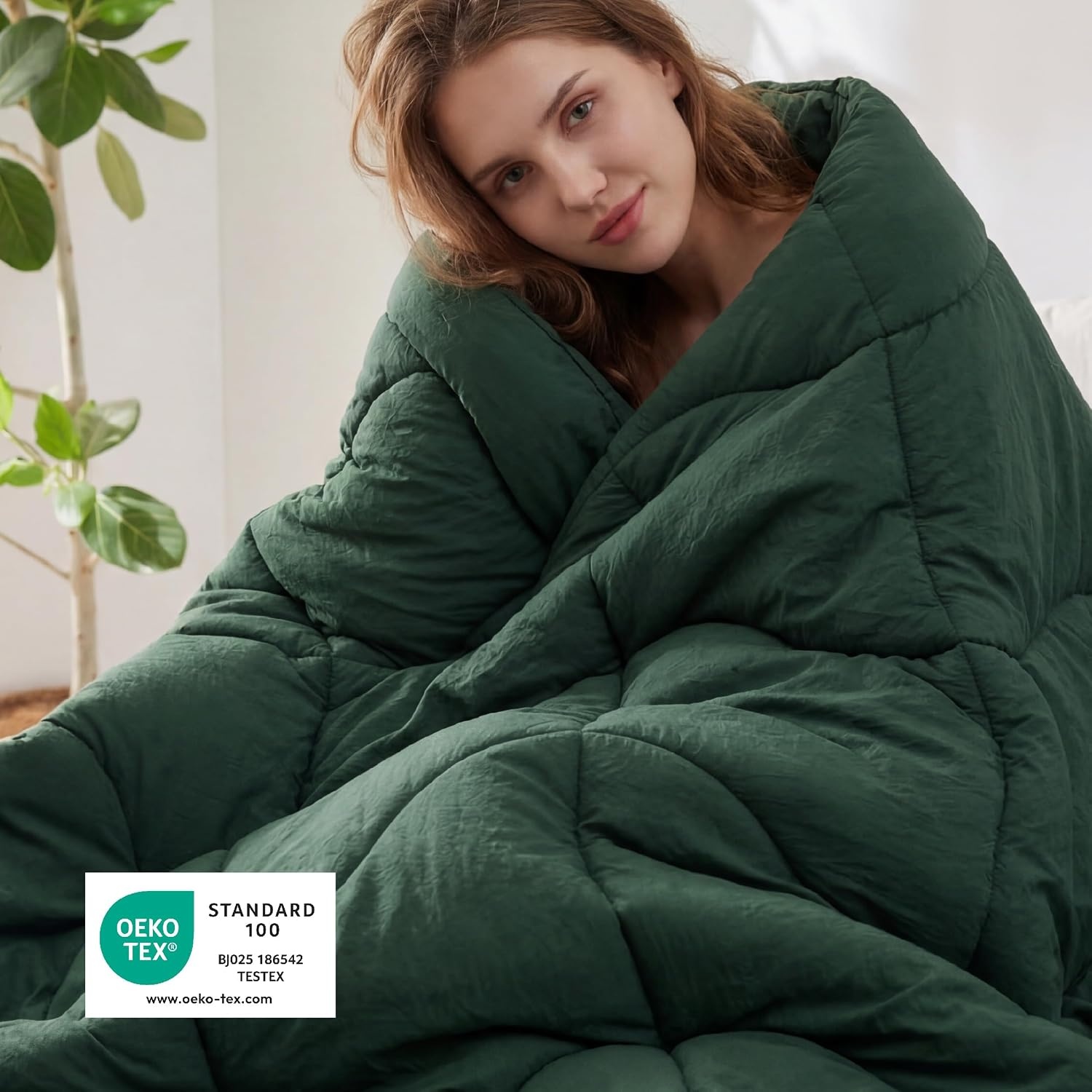 image:imageBedsure Queen Comforter Comforters Queen Size for All Season UltraSoft Quilted Down Alternative Comforter amp Prewashed Duvet Insert Blanket for Bed with 4 Tabs Machine Washabl Cream 88x88 inOlive Green