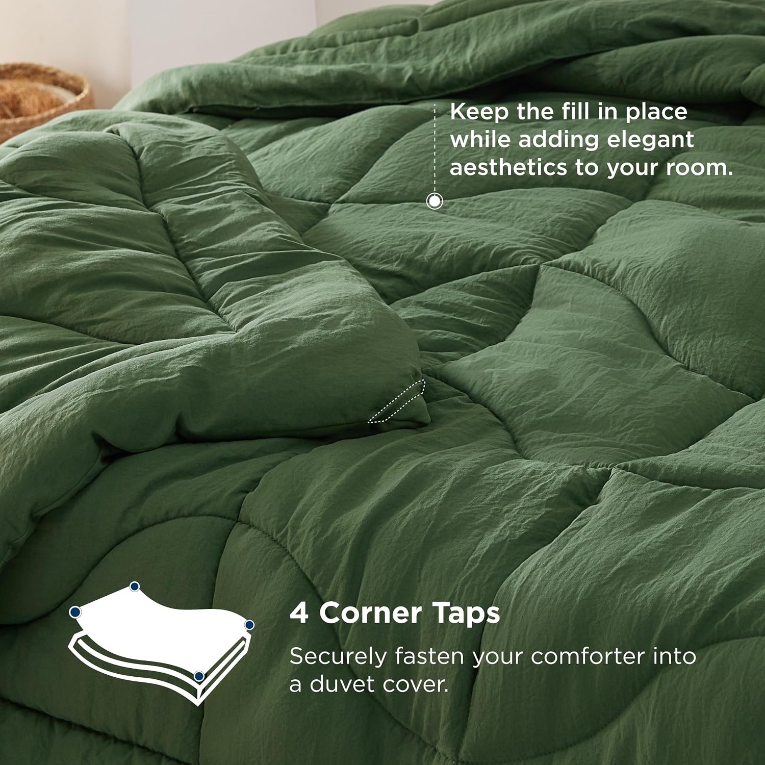image:imageBedsure Queen Comforter Comforters Queen Size for All Season UltraSoft Quilted Down Alternative Comforter amp Prewashed Duvet Insert Blanket for Bed with 4 Tabs Machine Washabl Cream 88x88 inOlive Green