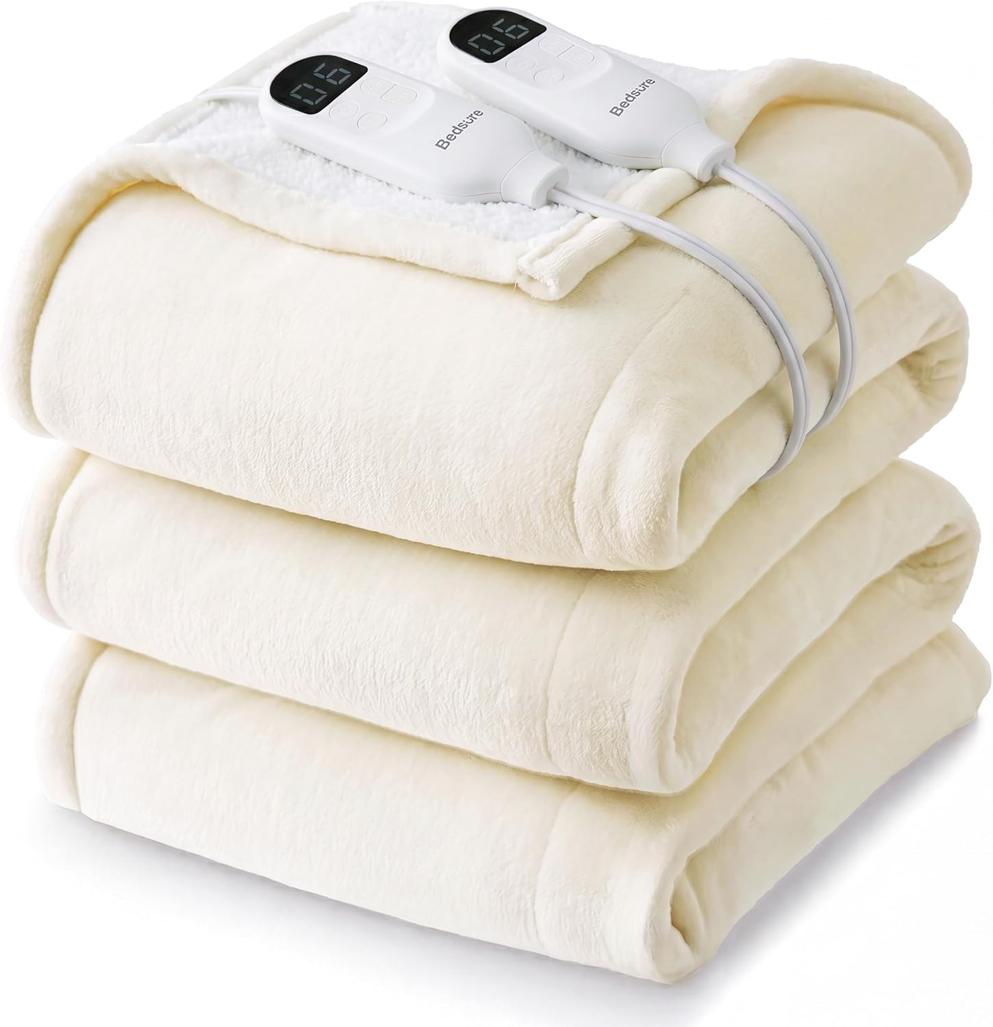 image:imageBedsure Electric Blanket Queen Size Dual Control Heated Blanket Queen Fast Heating with 6 Time Settings Up to 10H amp 6 Heat Settings Warm Gift for Grandma 84x90 inches Grey10 Ivory