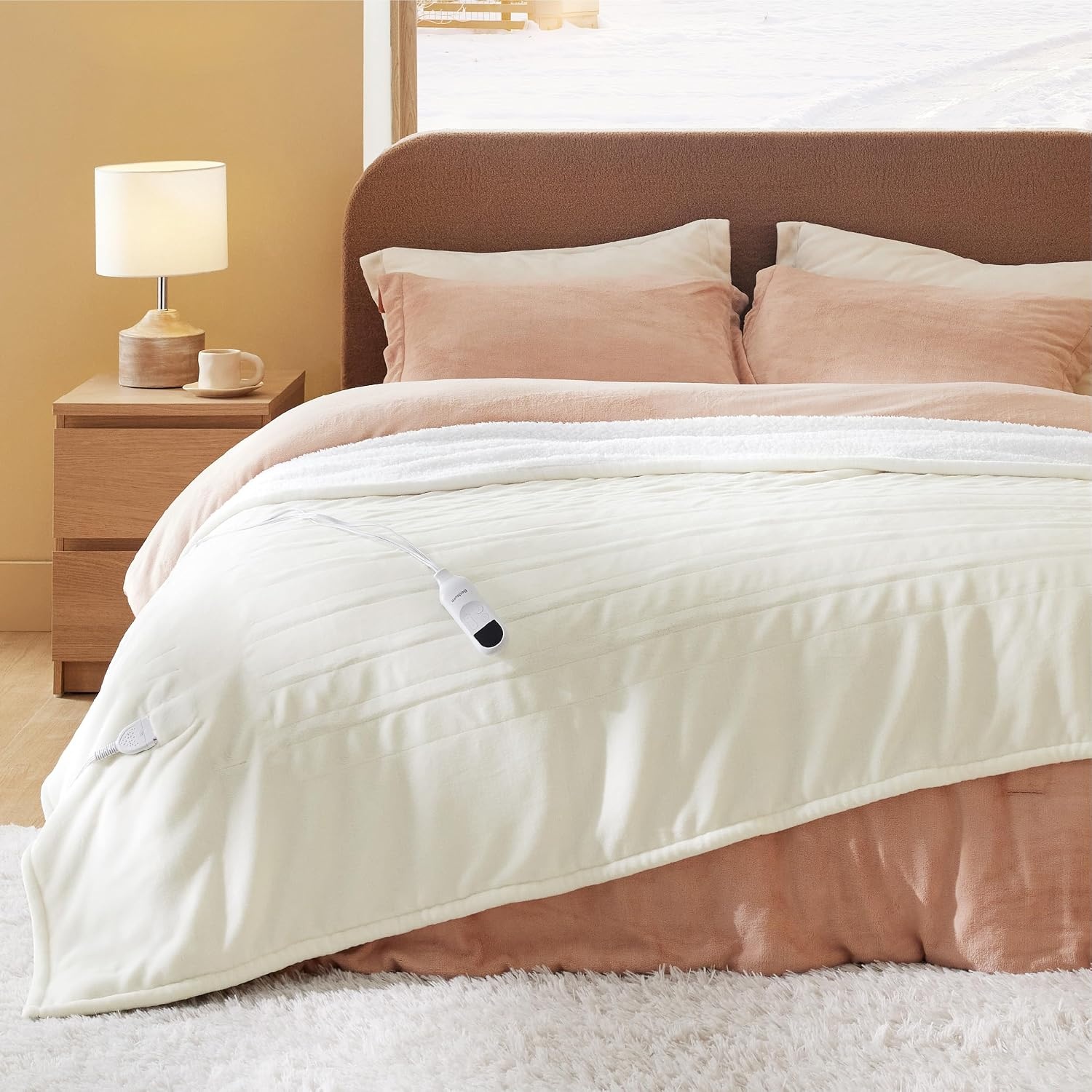 image:imageBedsure Electric Blanket Queen Size Dual Control Heated Blanket Queen Fast Heating with 6 Time Settings Up to 10H amp 6 Heat Settings Warm Gift for Grandma 84x90 inches Grey10 Ivory