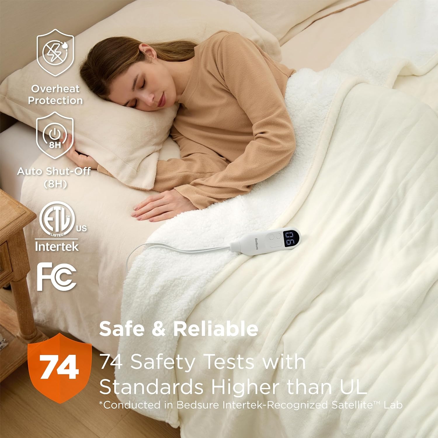 image:imageBedsure Electric Blanket Queen Size Dual Control Heated Blanket Queen Fast Heating with 6 Time Settings Up to 10H amp 6 Heat Settings Warm Gift for Grandma 84x90 inches Grey10 Ivory