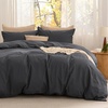 Bedsure PureWoven Cotton Comforter Set Prewashed, Queen, Light Pink(01 – Charcoal Grey)