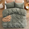Bedsure PureWoven Cotton Comforter Set Prewashed, Queen, Light Pink(02 – Grayish Olive Green)