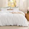 Bedsure PureWoven Cotton Comforter Set Prewashed, Queen, Light Pink(06 – White)