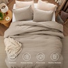 Bedsure PureWoven Cotton Comforter Set Prewashed, Queen, Light Pink(07 – Taupe)