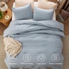 Bedsure PureWoven Cotton Comforter Set Prewashed, Queen, Light Pink(09 – Mineral Blue)