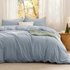 Bedsure PureWoven Cotton Comforter Set Prewashed, Queen, Light Pink(09 – Mineral Blue)