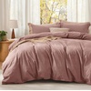 Bedsure PureWoven Cotton Comforter Set Prewashed, Queen, Light Pink(10 – Pink Clay)
