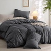 Bedsure PureWoven Cotton Comforter Set Prewashed, Queen, Light Pink(01 – Charcoal Grey)