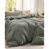 Bedsure PureWoven Cotton Comforter Set Prewashed, Queen, Light Pink(02 – Grayish Olive Green)