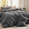 Bedsure PureWoven Cotton Comforter Set Prewashed, Queen, Light Pink(03 – Dark Grey)