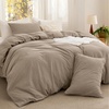 Bedsure PureWoven Cotton Comforter Set Prewashed, Queen, Light Pink(07 – Taupe)