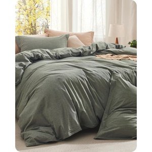 Bedsure PureWoven Cotton Comforter Set Prewashed, Queen, Light Pink(02 – Grayish Olive Green)