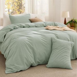 Bedsure PureWoven Cotton Comforter Set Prewashed, Queen, Light Pink(11 – Sage Green)
