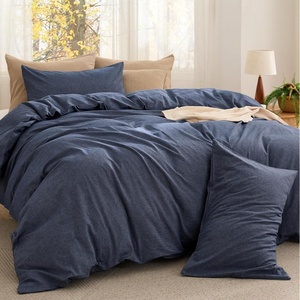 Bedsure PureWoven Cotton Comforter Set Prewashed, Queen, Light Pink(13 – Denim Blue)