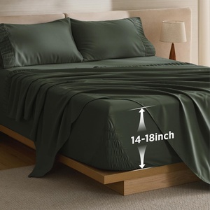 Bedsure Non-Slip Deep Pocket Full Sheet Set, Stay Put Fits 14-18″ Mattress(Olive Green)