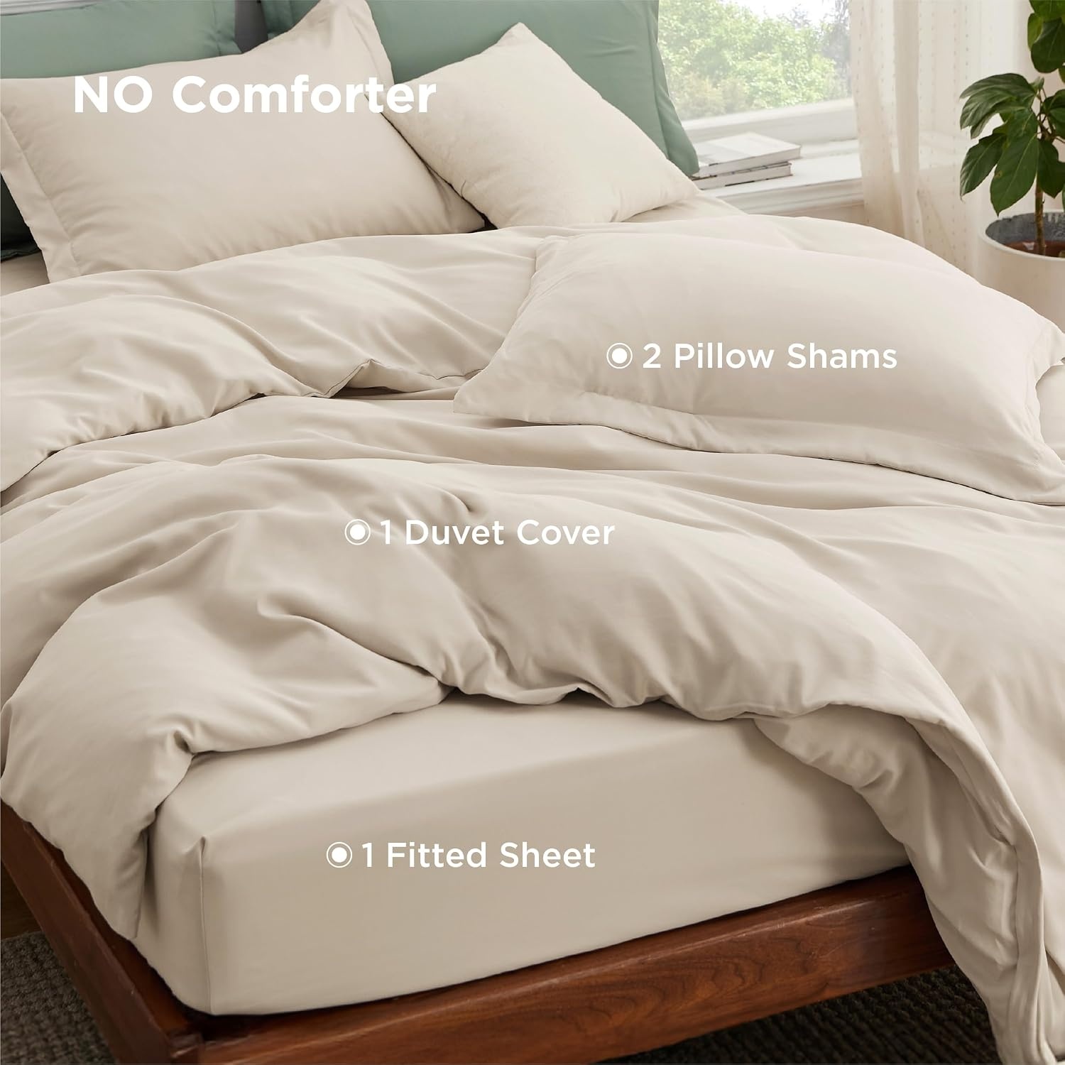 image:imageBedsure Duvet Cover King Size 3Pcs Double Brushed Bedding Set Light Beige00 Beige
