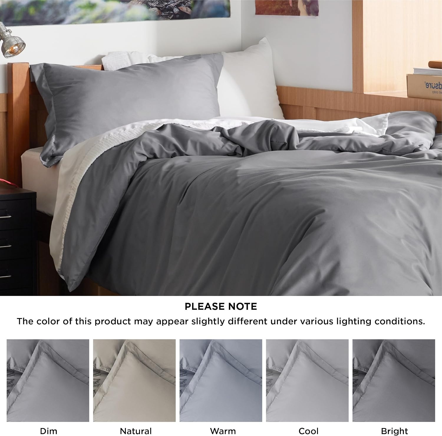 image:imageBedsure Duvet Cover King Size 3Pcs Double Brushed Bedding Set Light Beige00 Grey