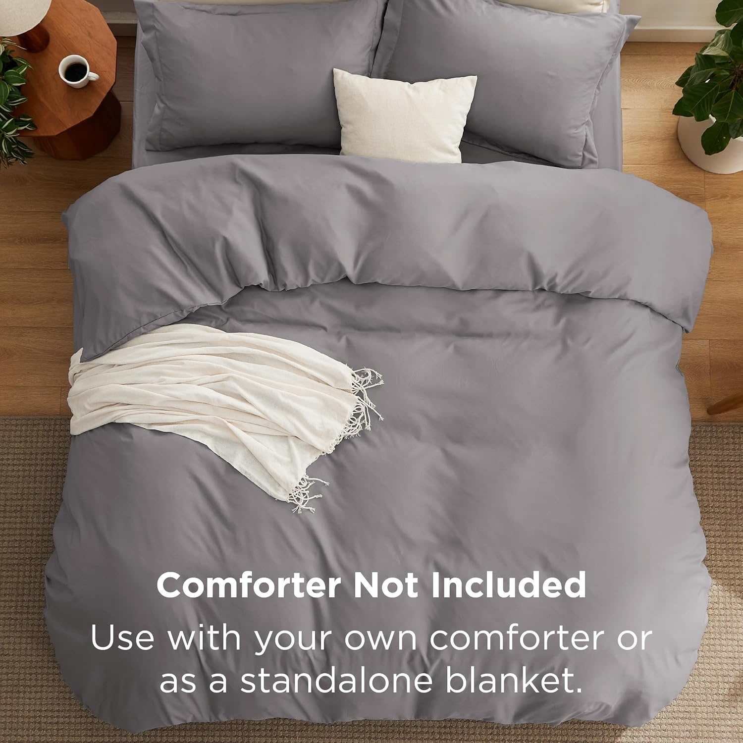 image:imageBedsure Duvet Cover King Size 3Pcs Double Brushed Bedding Set Light Beige00 Grey
