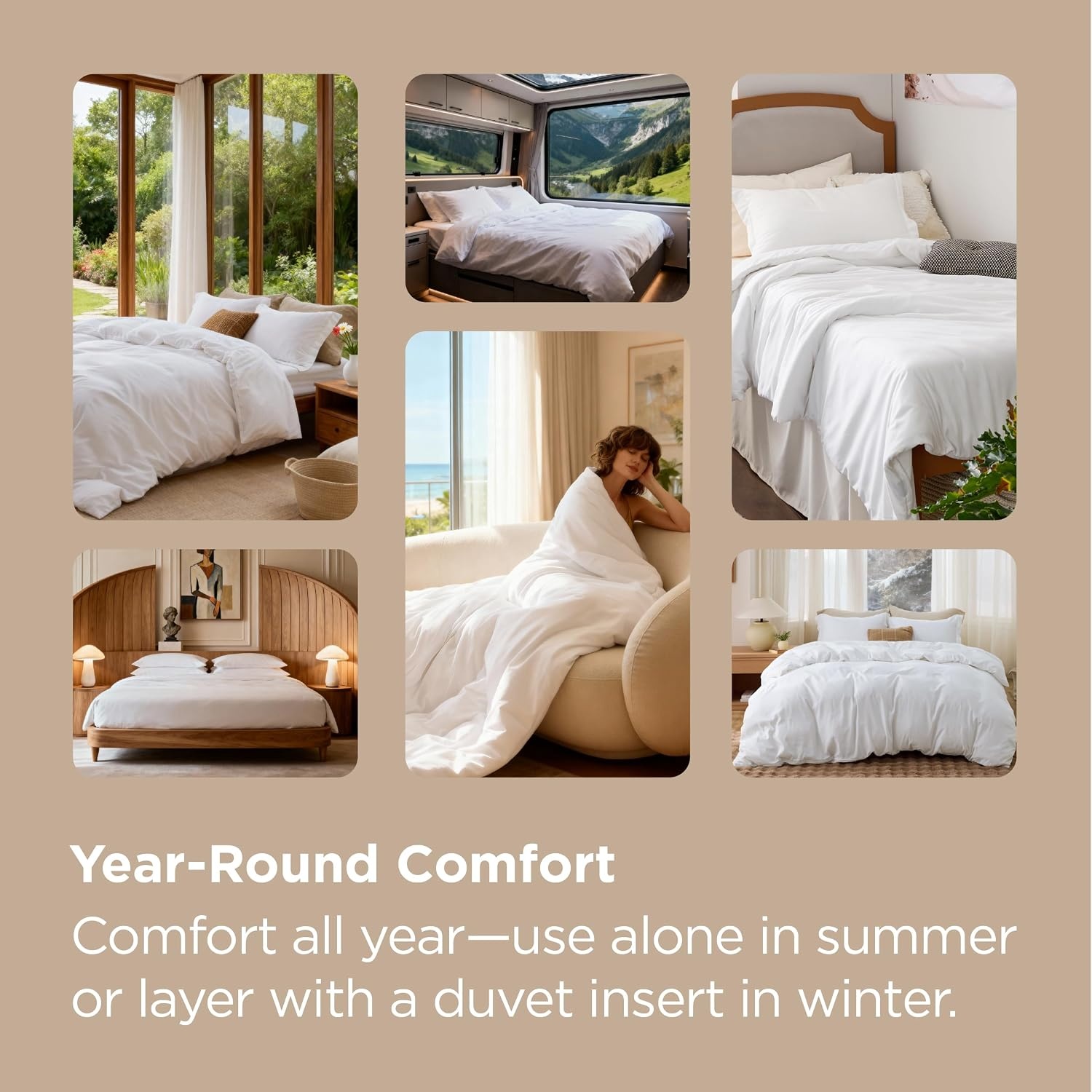 image:imageBedsure Duvet Cover King Size 3Pcs Double Brushed Bedding Set Light Beige08 Red