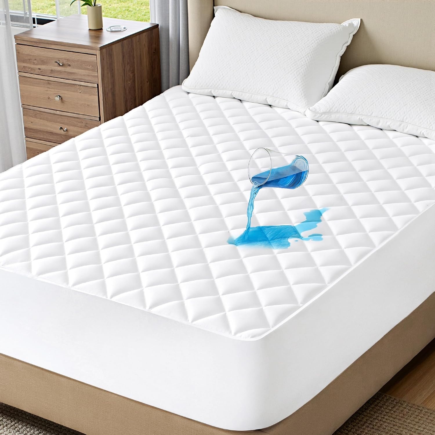 image:imageBedsure Waterproof King Mattress Protector Sheet Set White White