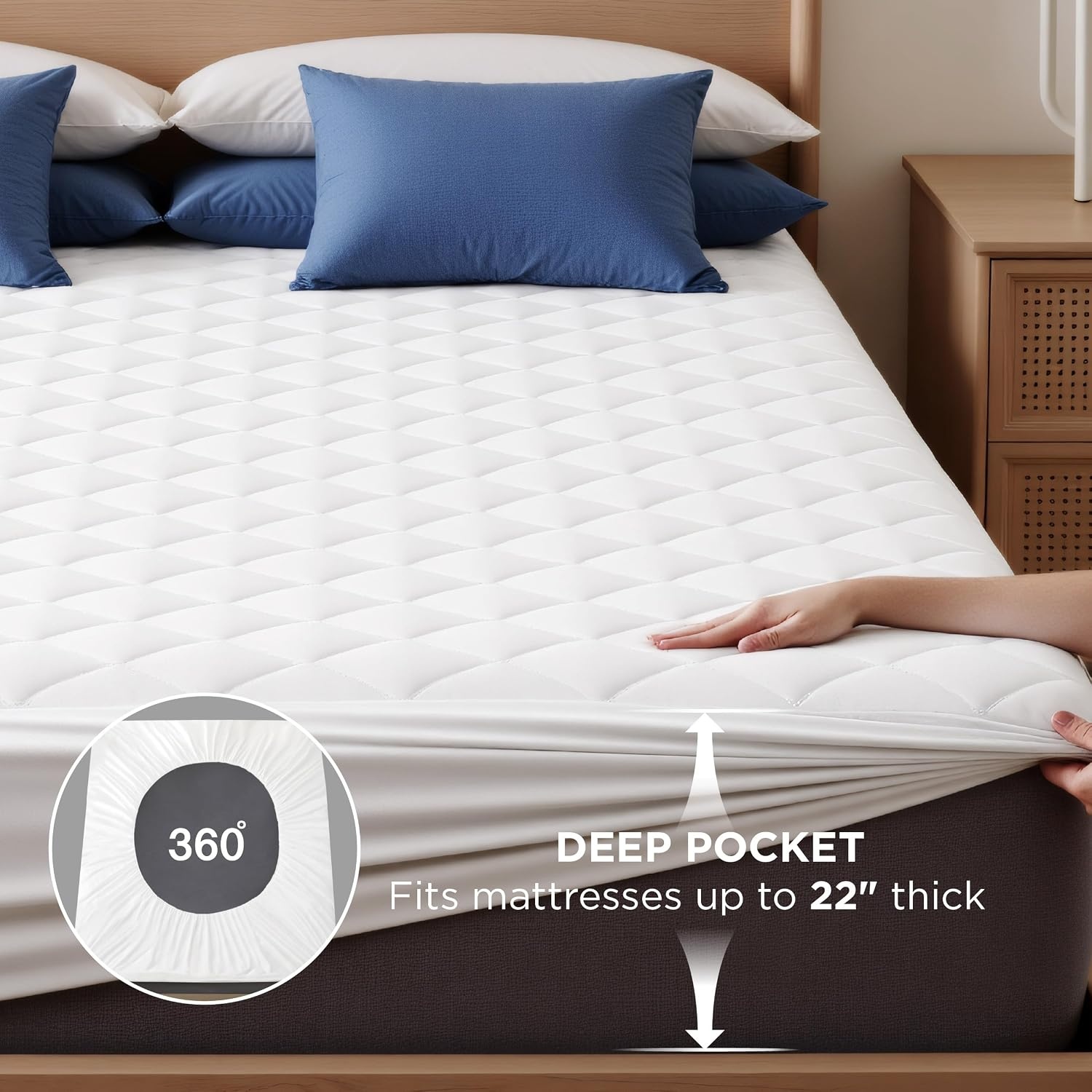 image:imageBedsure Waterproof King Mattress Protector Sheet Set White White
