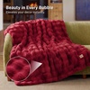 Bedsure Fluffy Bubble Faux Fur Throw Blanket, 50″x60″, Olive Green(Red)