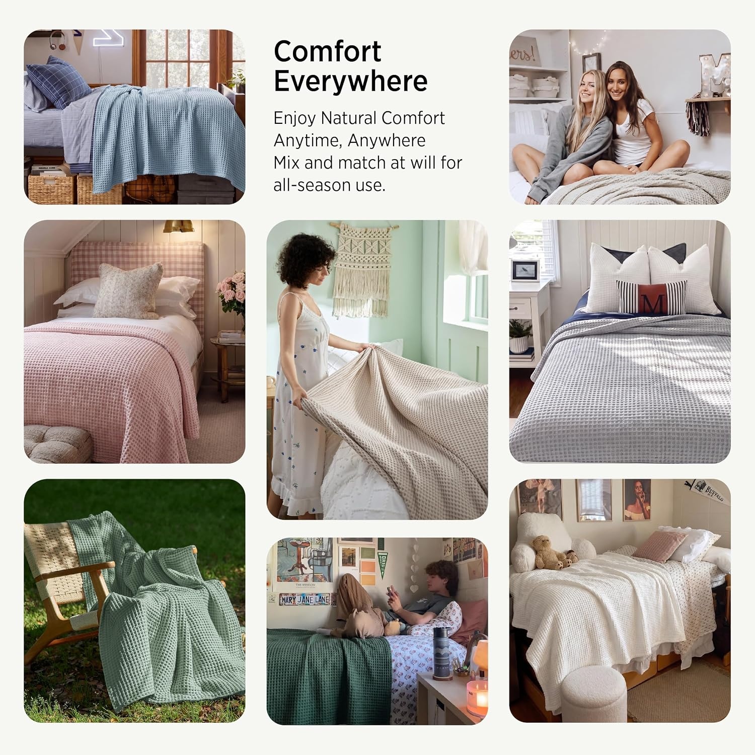 image:imageBedsure Lightweight 100 Cotton Waffle Blanket King Coffee BrownLinen