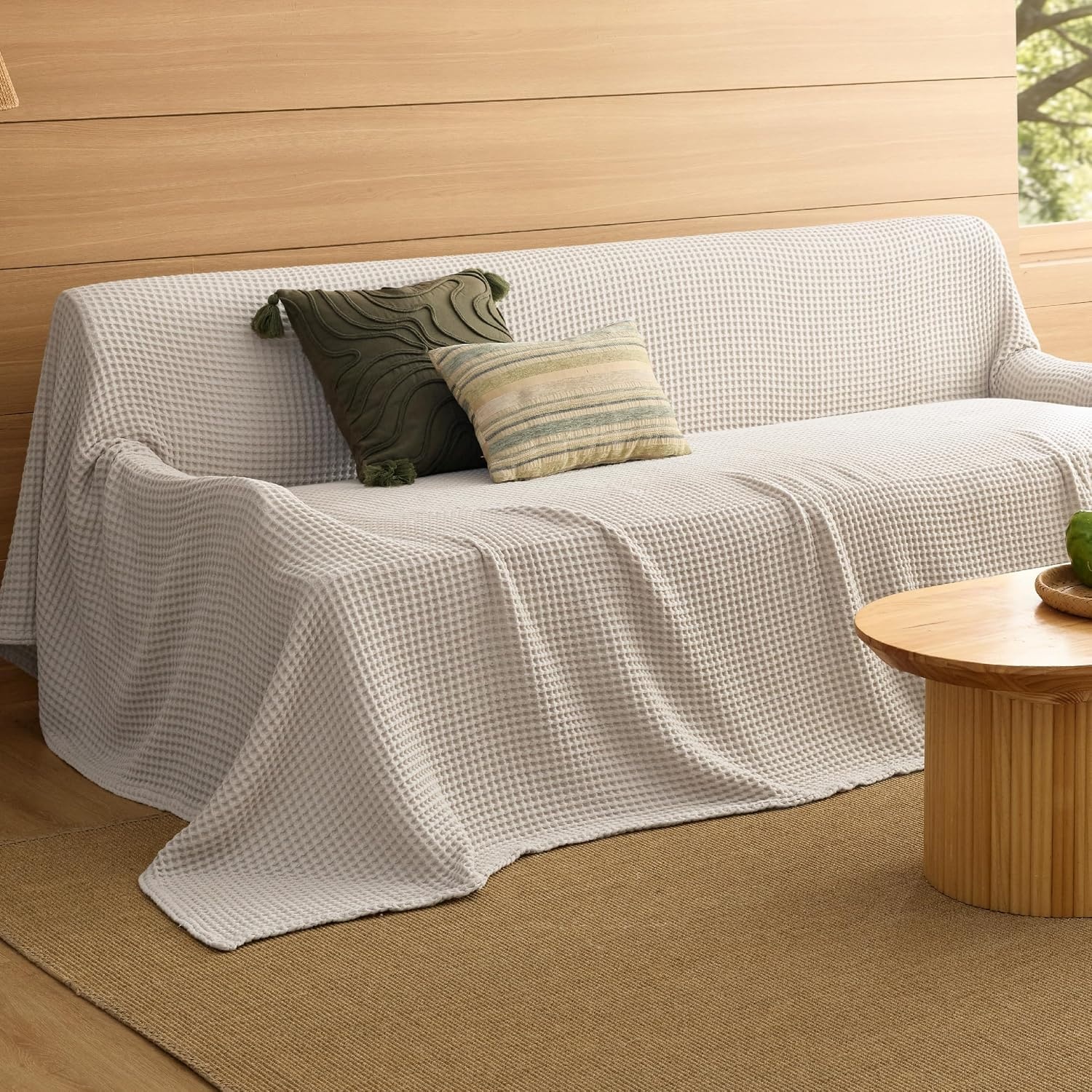 image:imageBedsure Lightweight 100 Cotton Waffle Blanket King Coffee BrownLinen