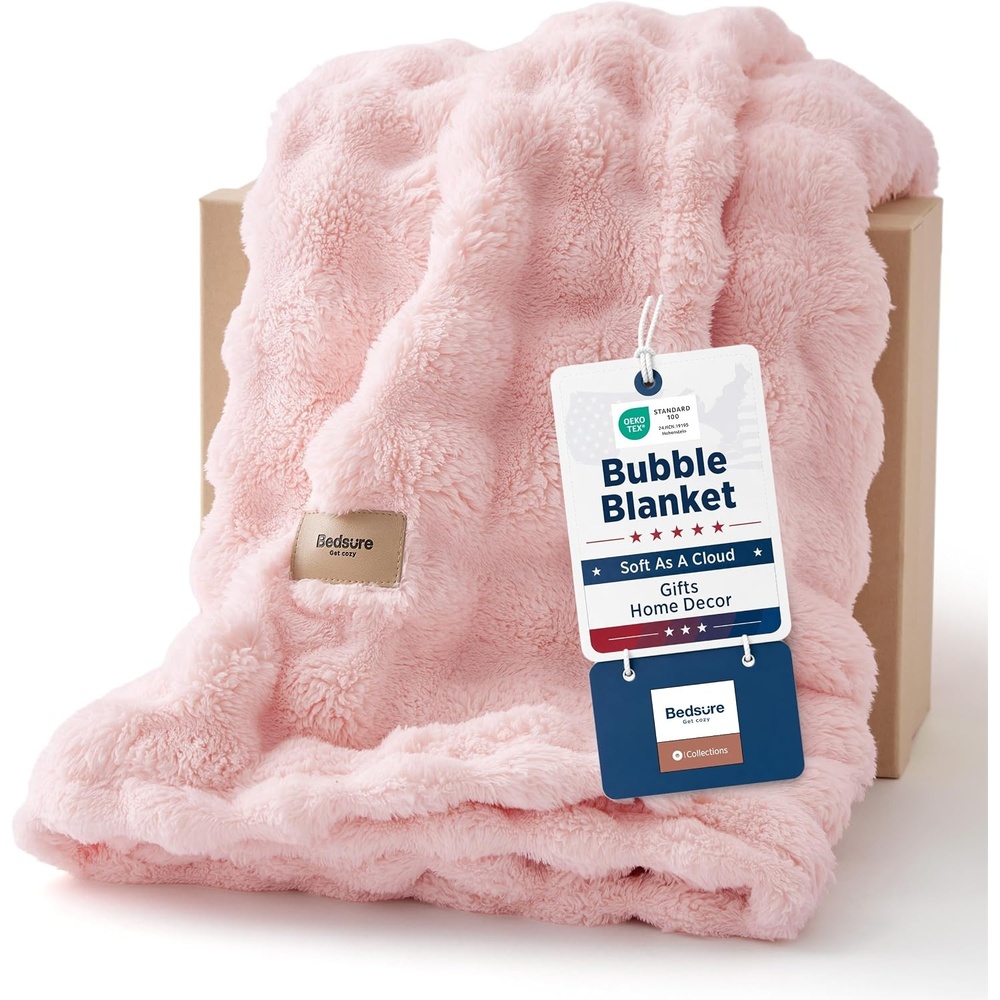 image:imageBedsure Cloud Bubble Twin Blanket Halloween Decor Burnt Orange 6080Pink